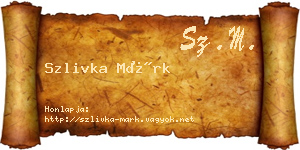 Szlivka Márk névjegykártya