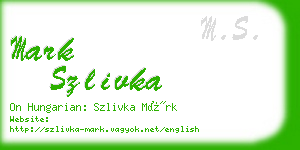 mark szlivka business card